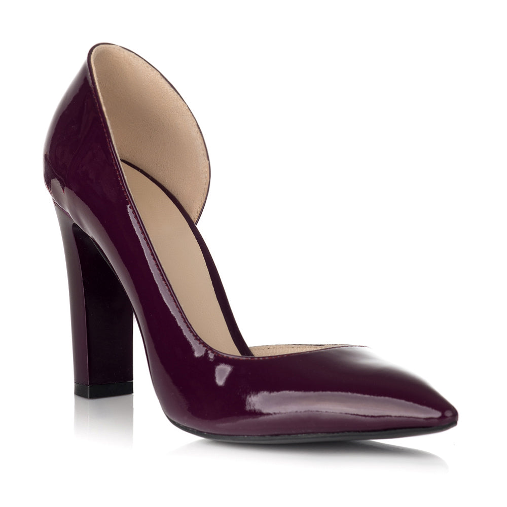 Pantofi Piele Lacuita Marsala Decupat S20 - orice culoare