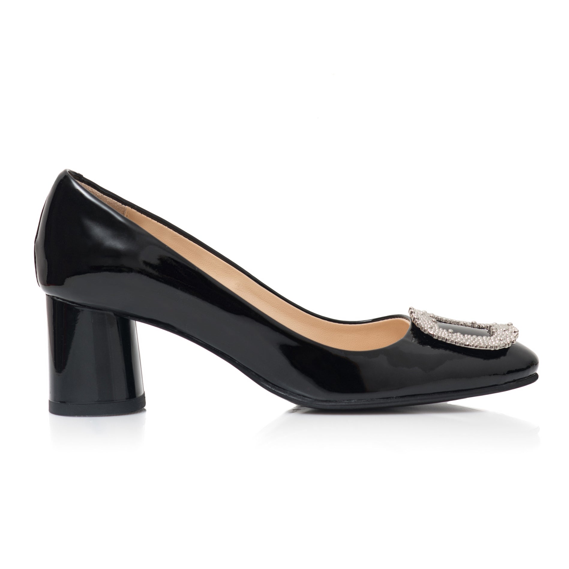 Pantofi Dama Piele Lacuita Negru Brosa C65 - Orice Culoare