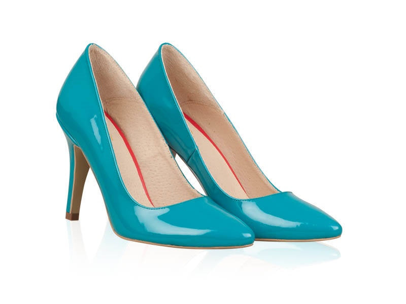 Pantofi stiletto piele lacuita Turcoaz N7 - orice culoare