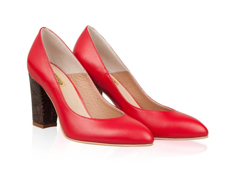 Pantofi Stiletto Toc Gros Rosu N10 - orice culoare