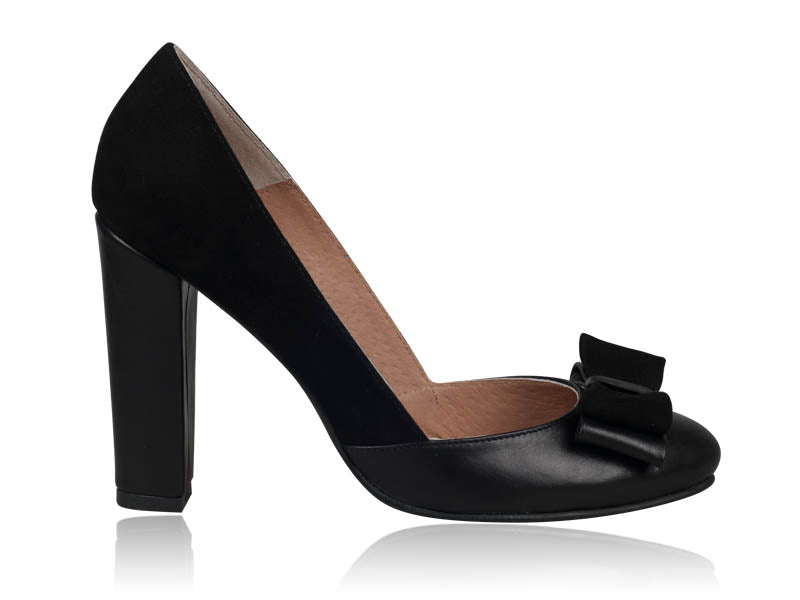 Pantofi dama piele Retro N1 Negru Funda- orice culoare