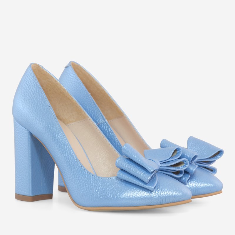 Pantofi Piele Bleu Cu Fundita Boema D55 - orice culoare