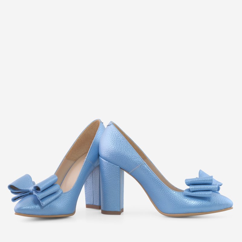 Pantofi Piele Bleu Cu Fundita Boema D55 - orice culoare