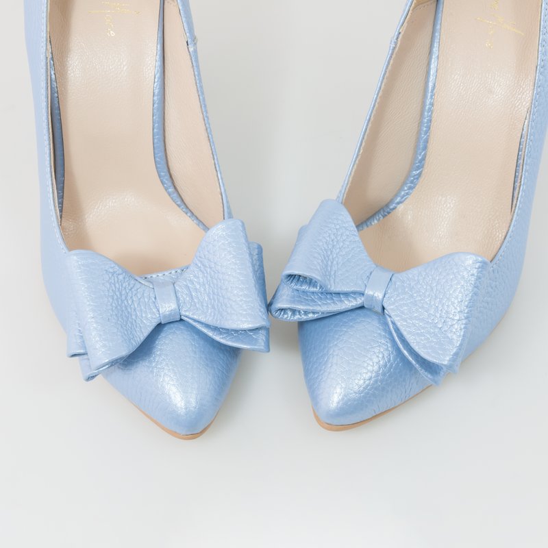 Pantofi Piele Bleu Cu Fundita Boema D55 - orice culoare