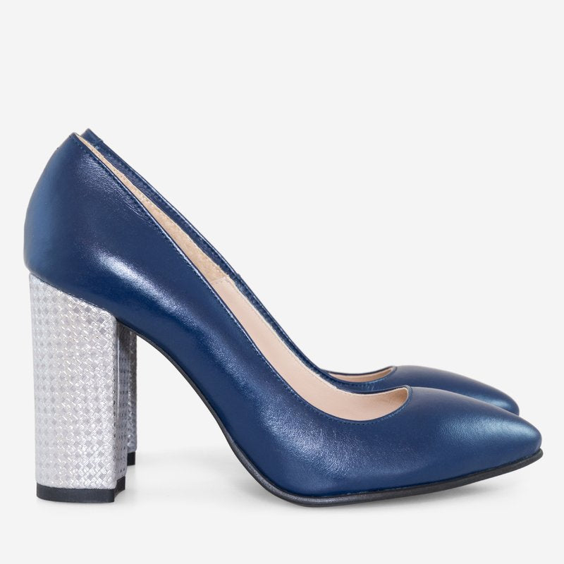 Pantofi piele naturala cu toc gros D30 - orice culoare