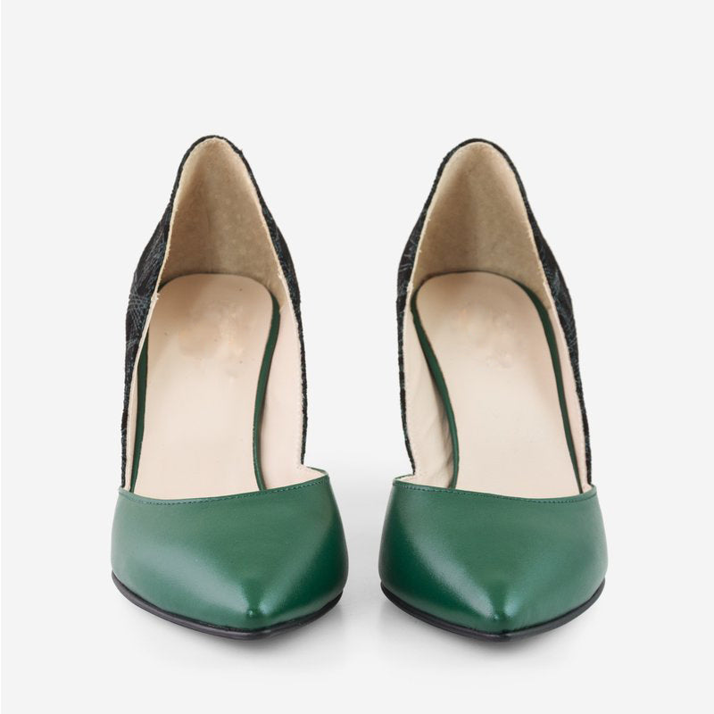 Pantofi Piele Verde Cu Toc Comod D61  - orice culoare