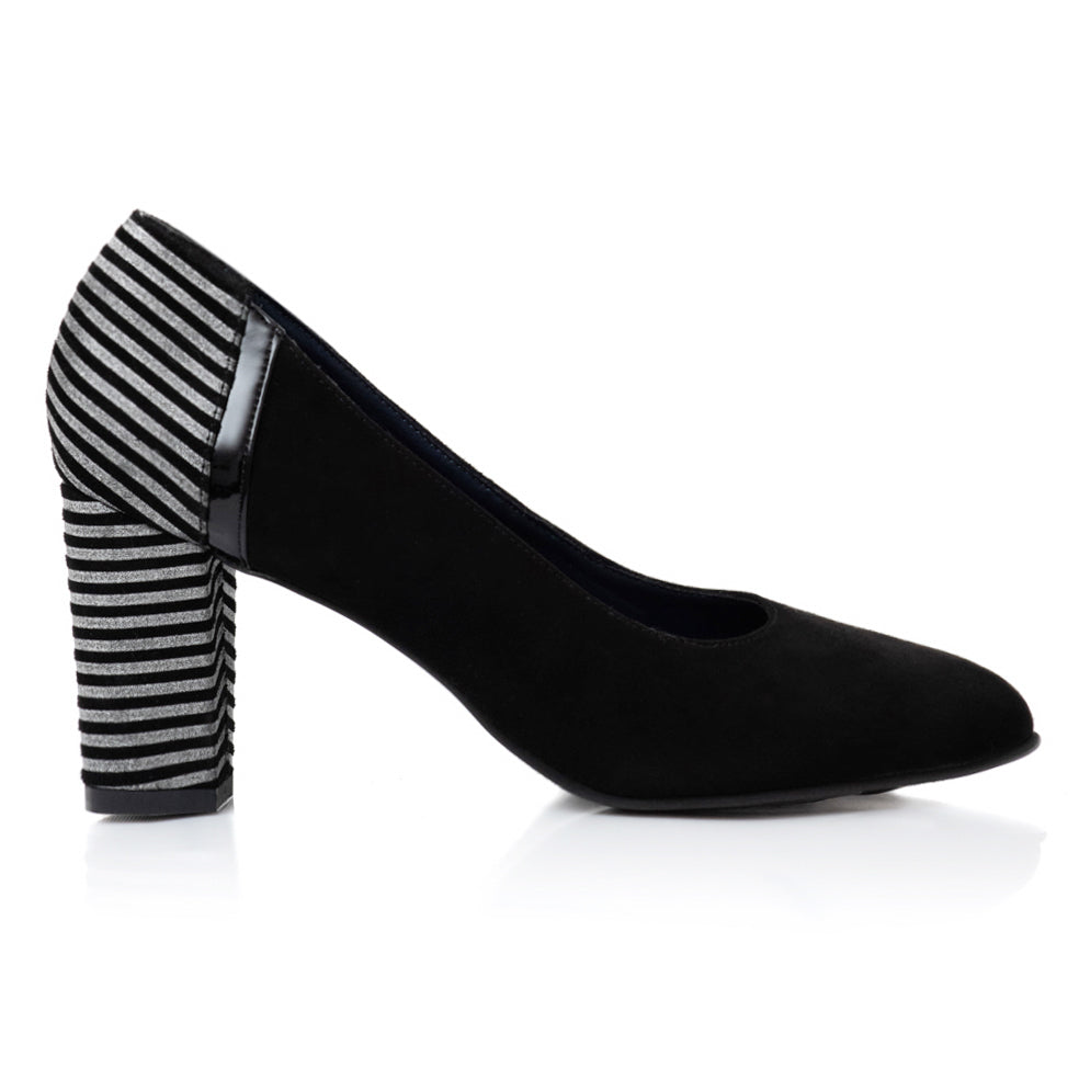 Pantofi Piele Intoarsa Negru Dungi T41 - Orice Culoare