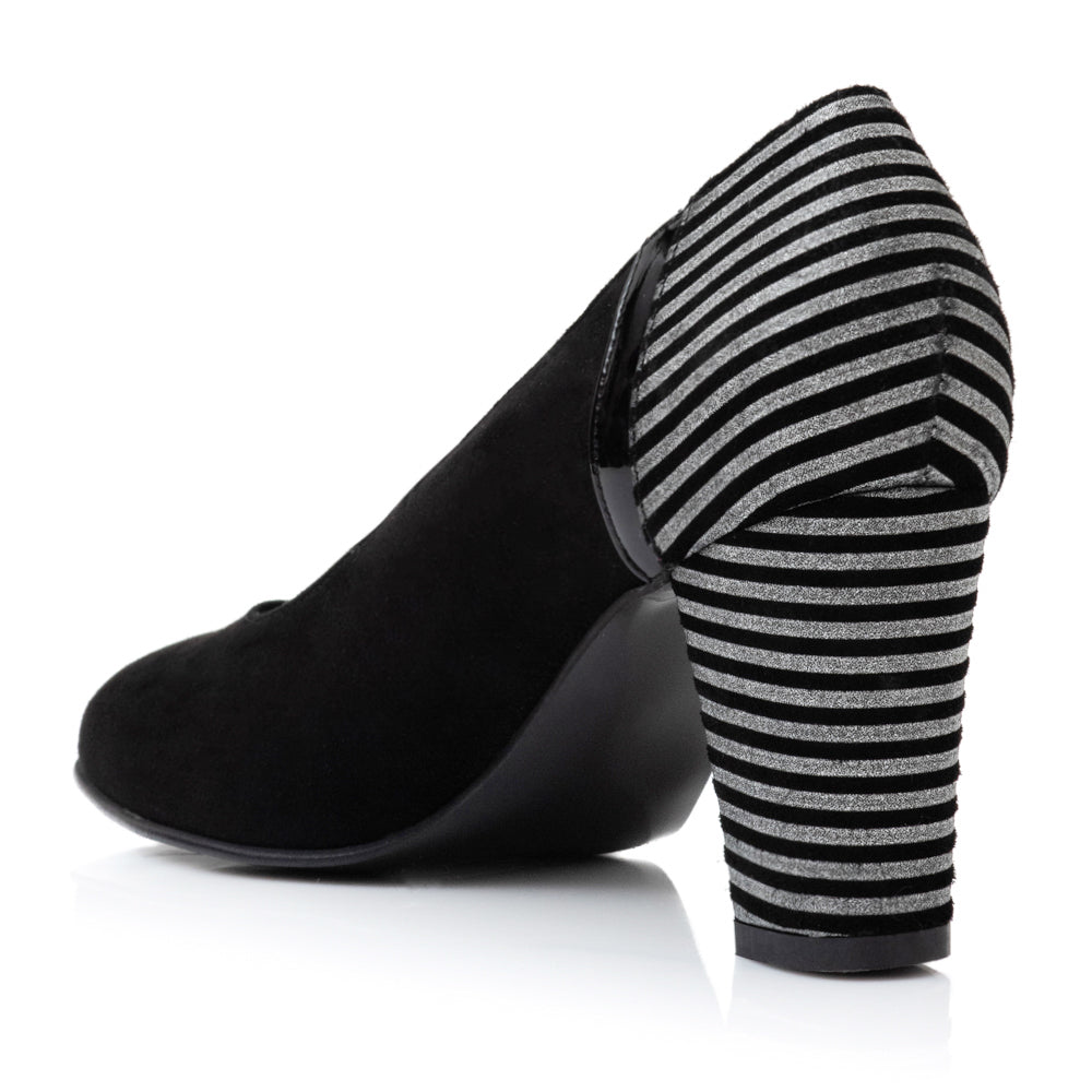 Pantofi Piele Intoarsa Negru Dungi T41 - Orice Culoare