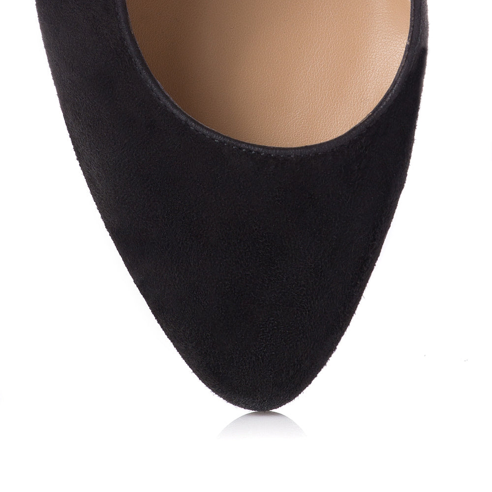 Pantofi Piele Intoarsa Negru Toc Color Bety T8 - orice culoare