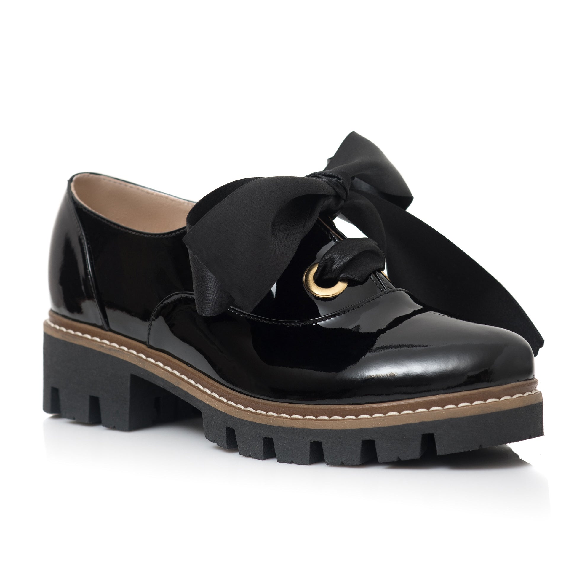 Pantofi Piele Lacuita Negru Funda Alma C60  - orice culoare