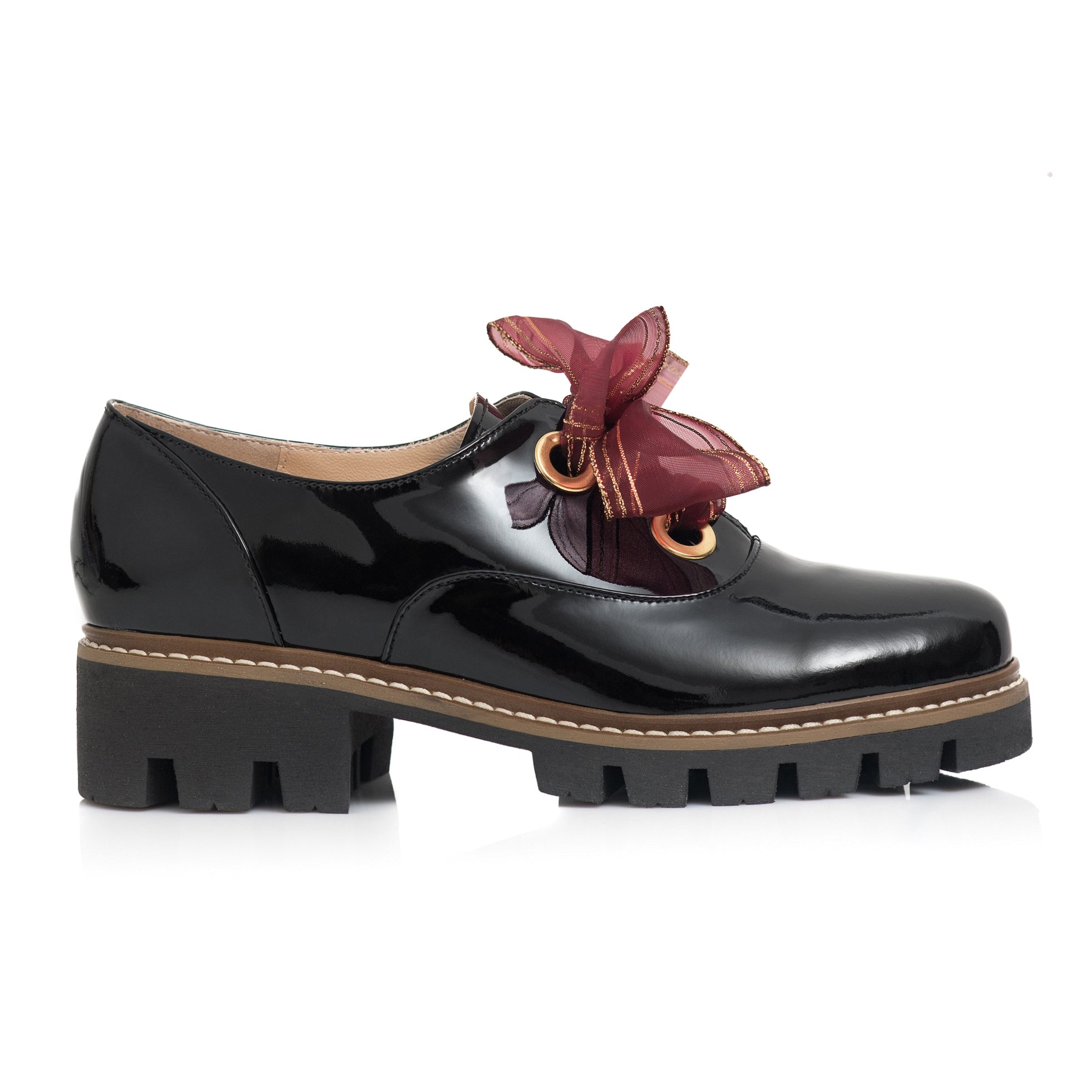 Pantofi Piele Lacuita Negru Funda Alma C60  - orice culoare