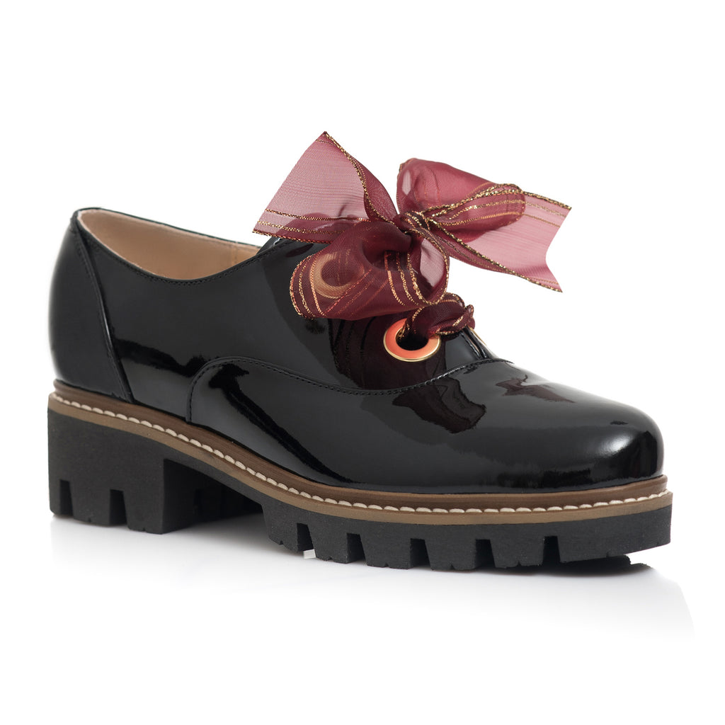 Pantofi Piele Lacuita Negru Funda Alma C60  - orice culoare