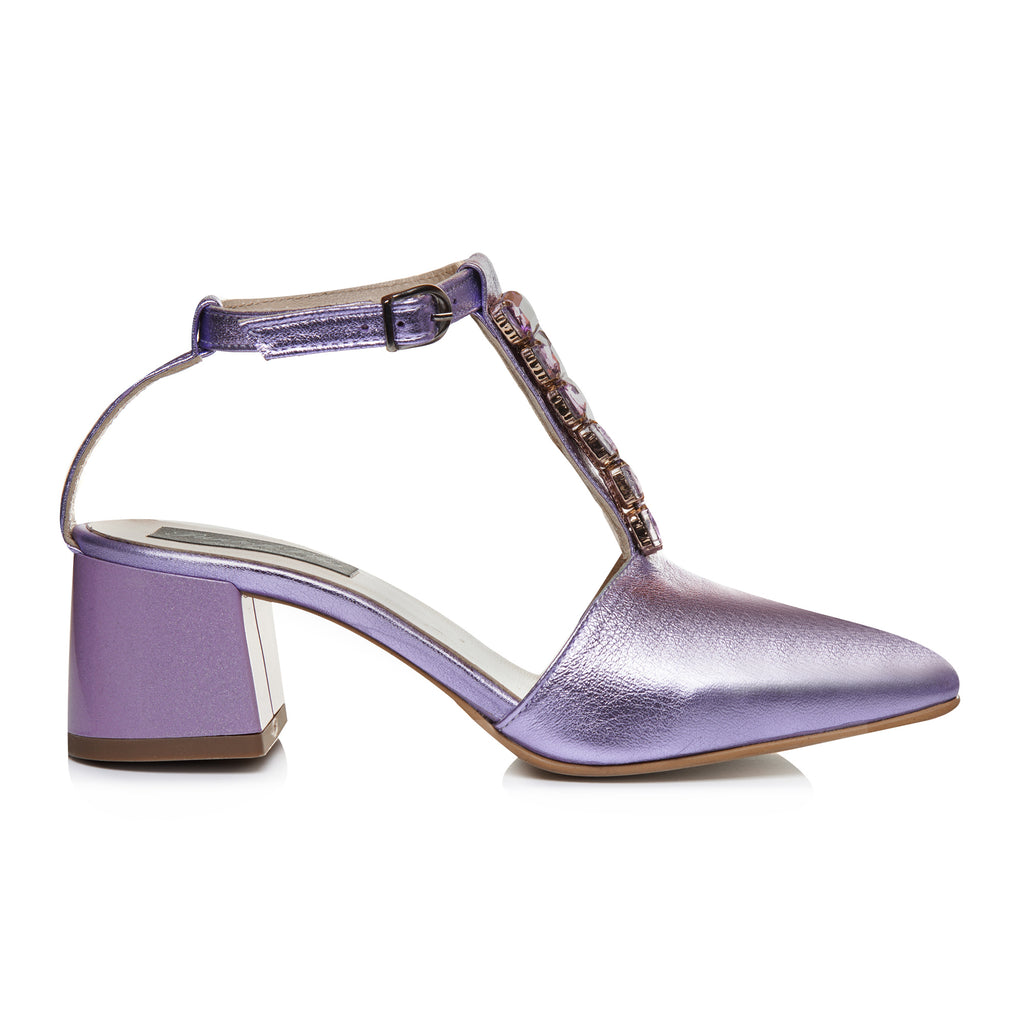Pantofi Comod Piele Lila Pietre Aplicate C58 - Orice Culoare