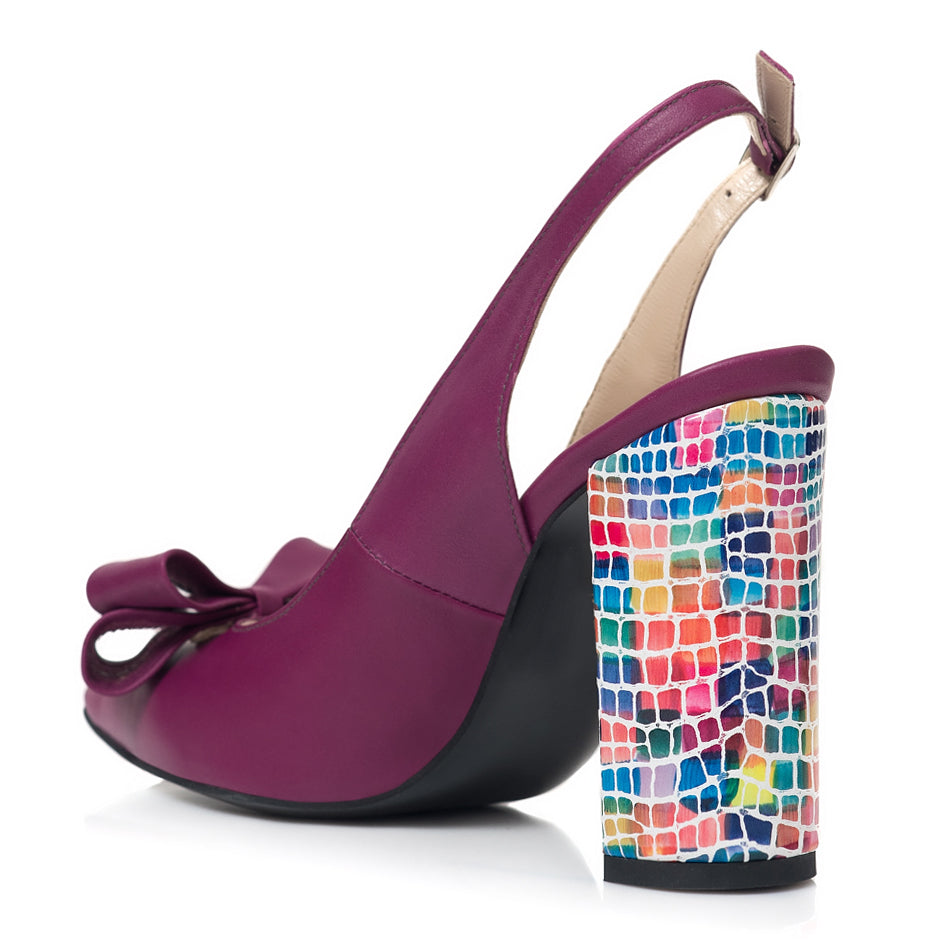 Pantofi Dama Piele Mov/Multicolor Arya S22- orice culoare