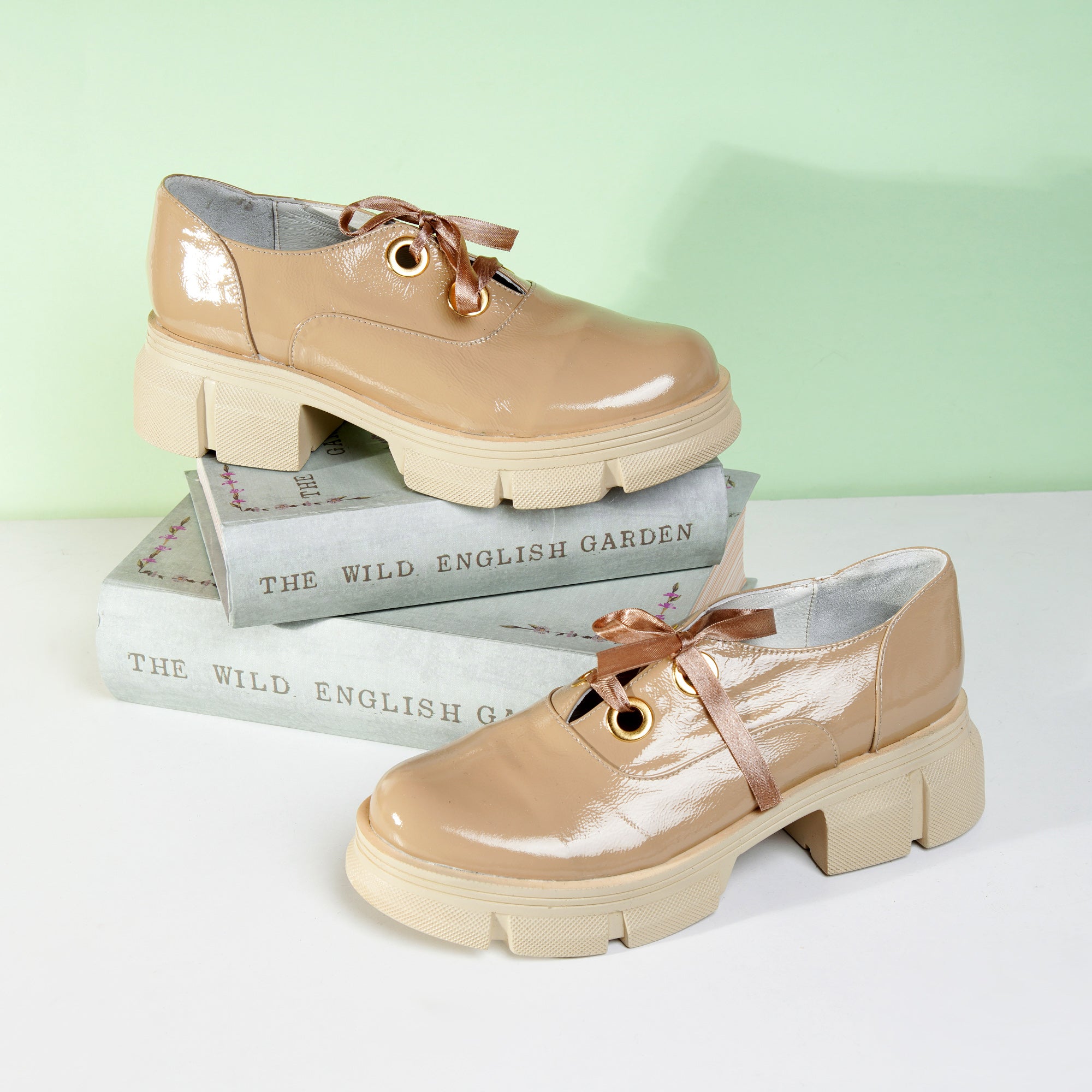 Pantofi Tip Oxford Talpa Inalta Piele Nude C101 - Orice Culoare