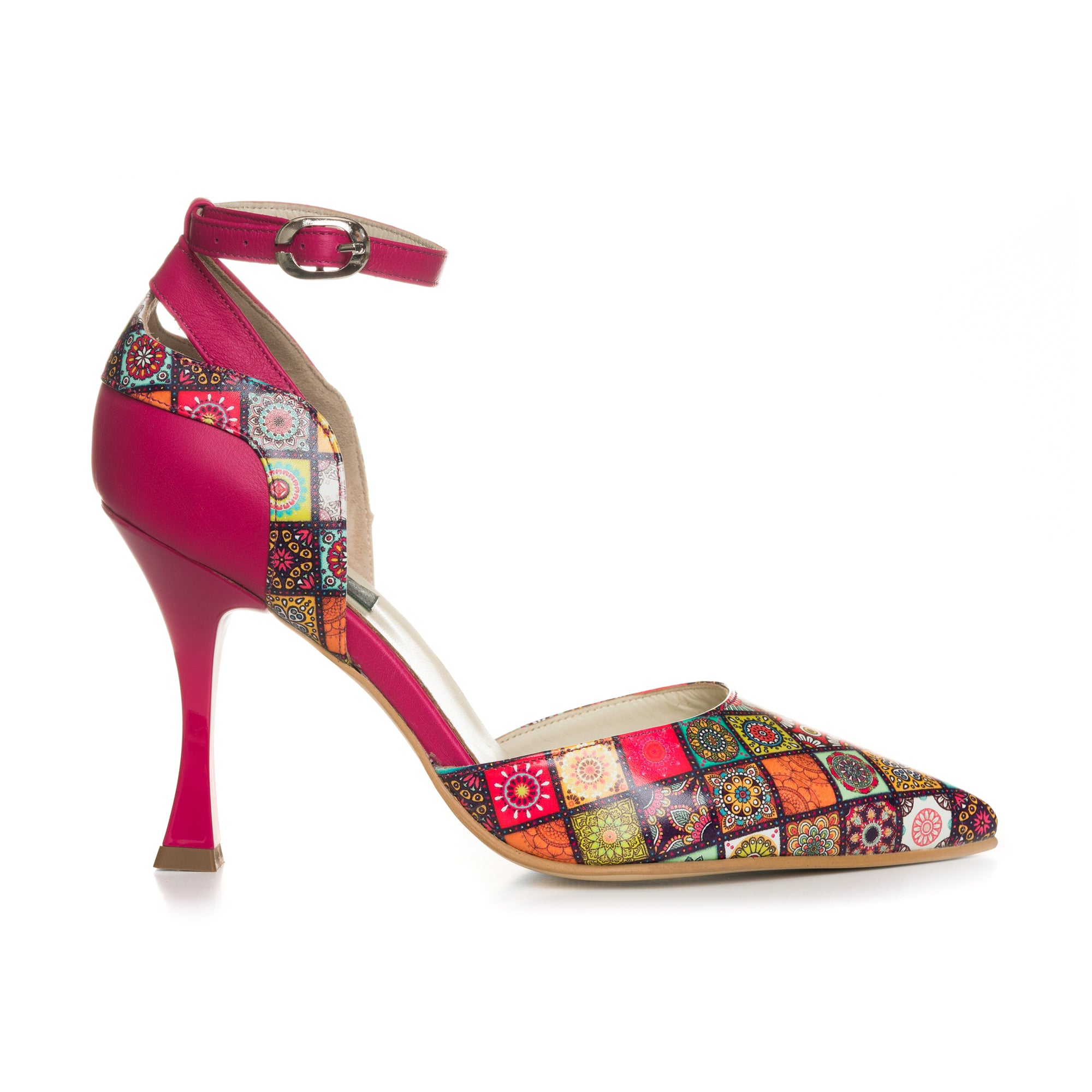 Pantofi Piele Ciclam Imprimeu Color C47- orice culoare