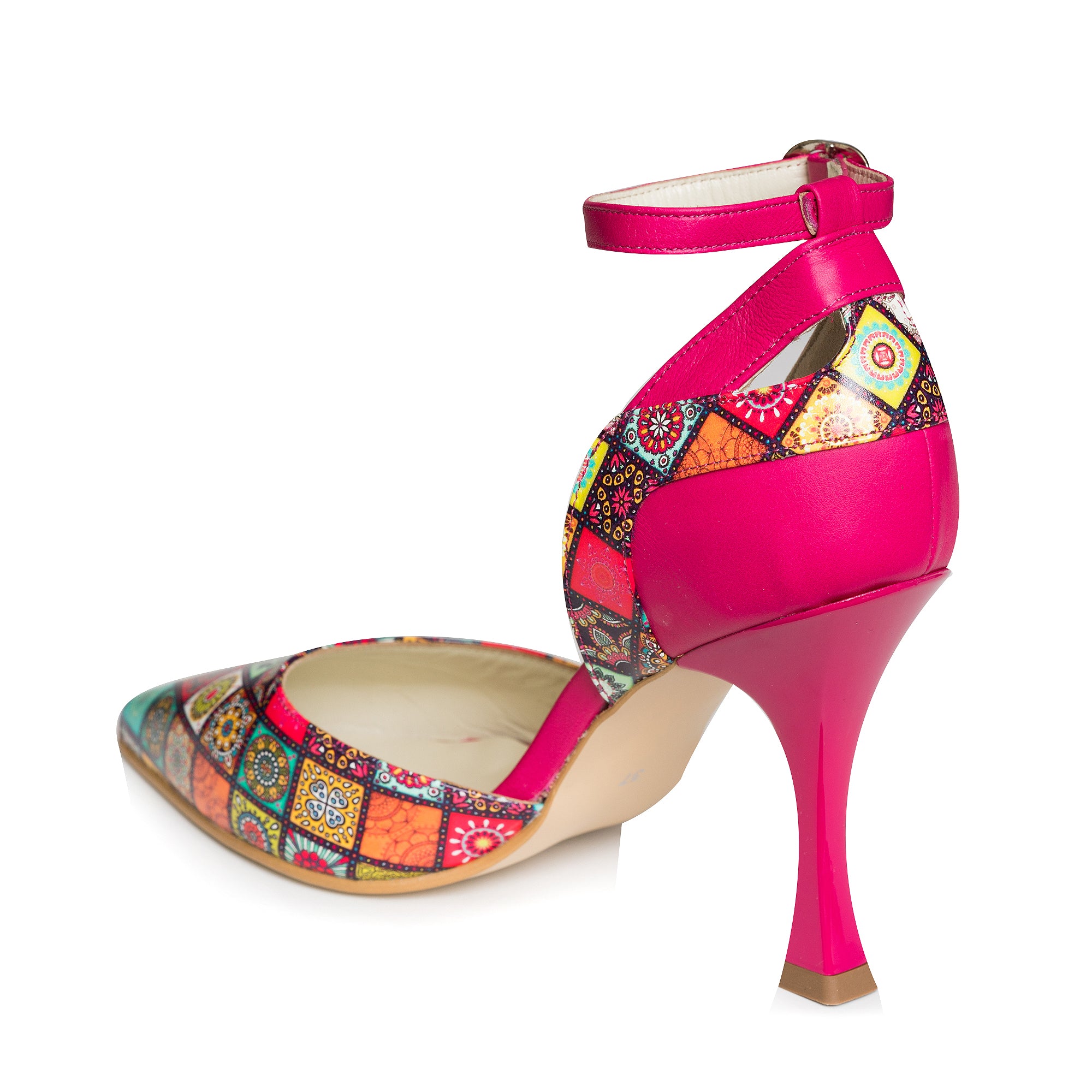 Pantofi Piele Ciclam Imprimeu Color C47- orice culoare