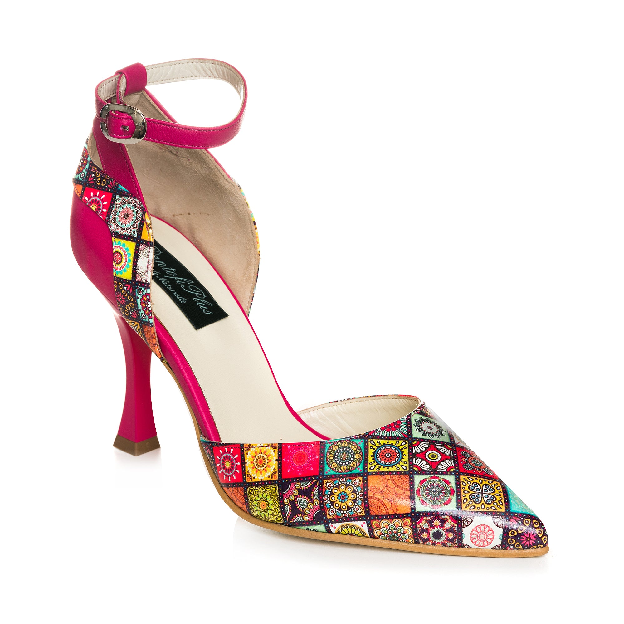 Pantofi Piele Ciclam Imprimeu Color C47- orice culoare