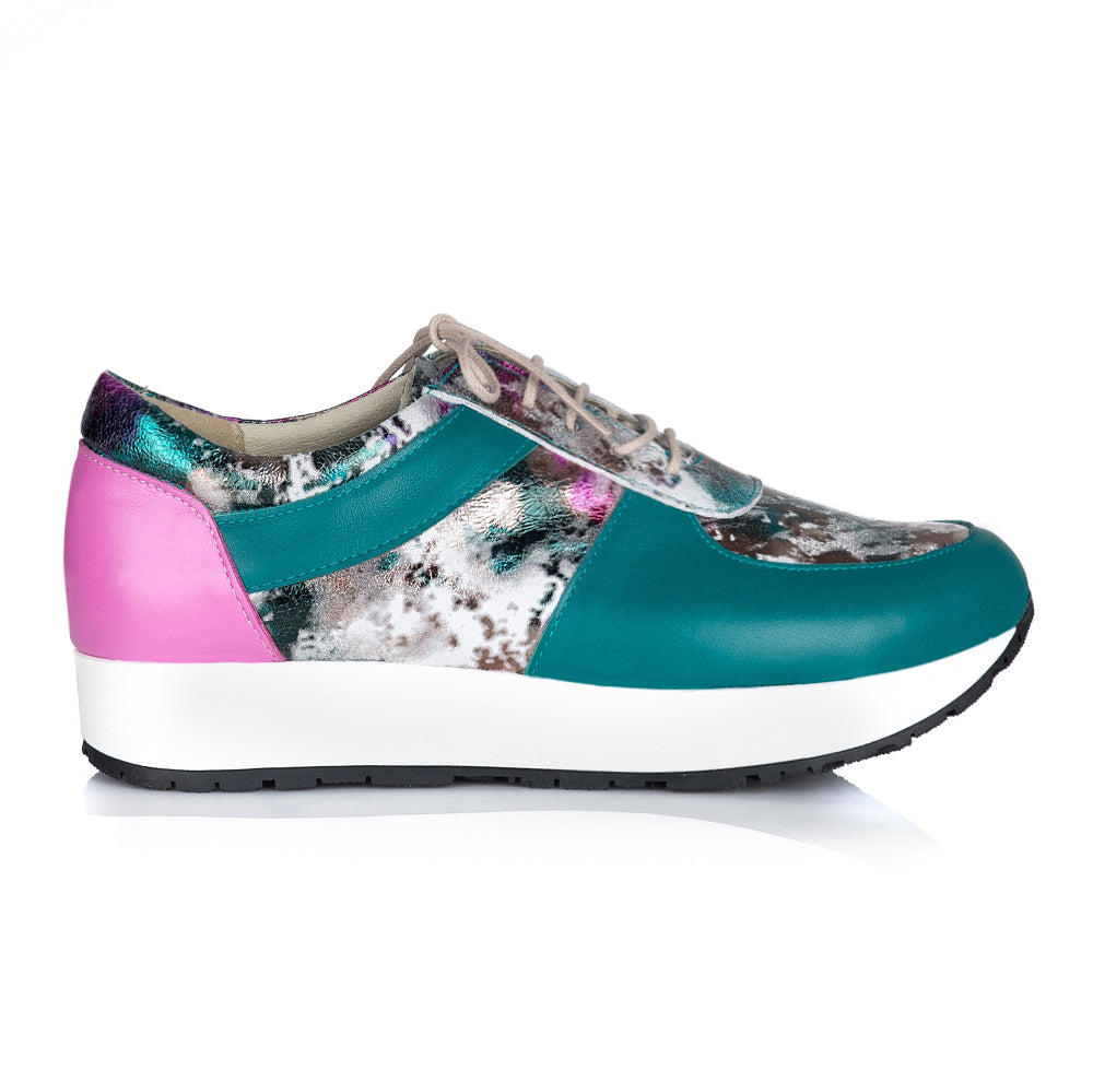 Pantofi Dama Sport Piele Bleumarin/Argintiu V24 - orice culoare