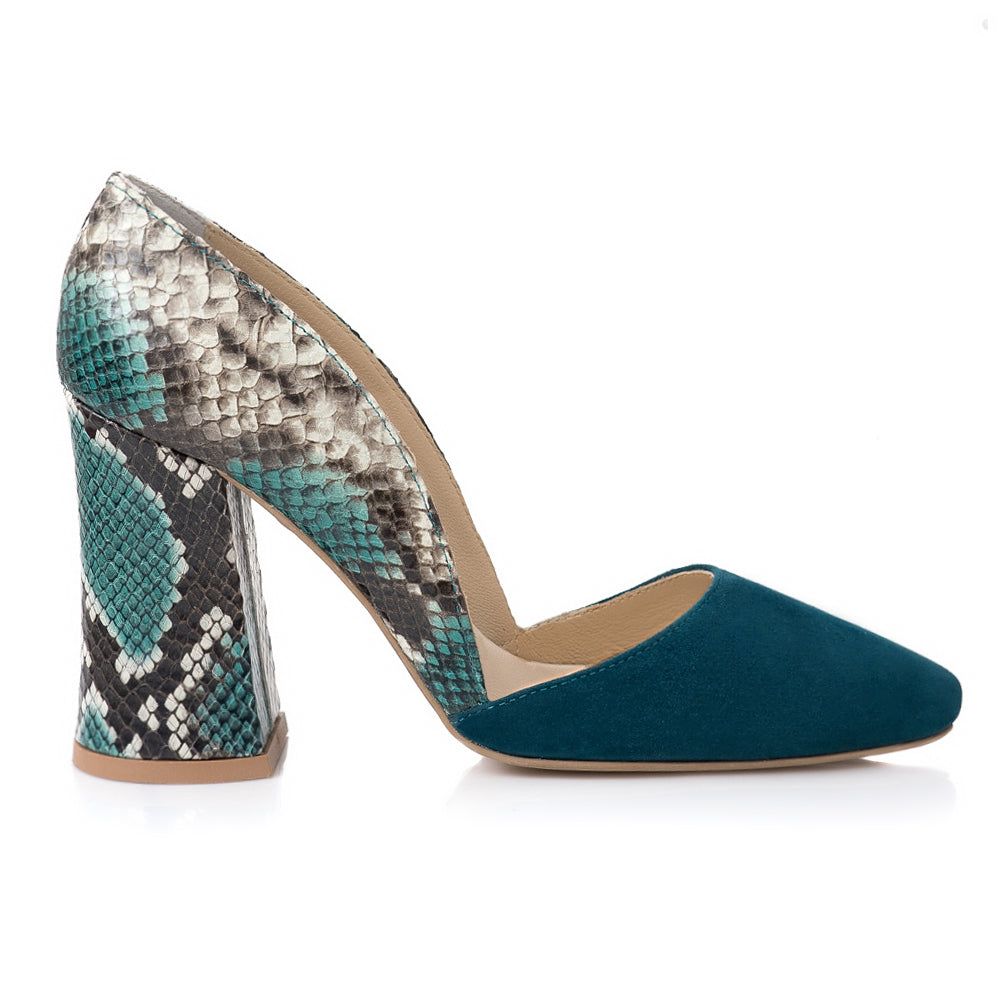 Pantofi Piele Turcoaz Imprimeu Sarpe E3 - orice culoare