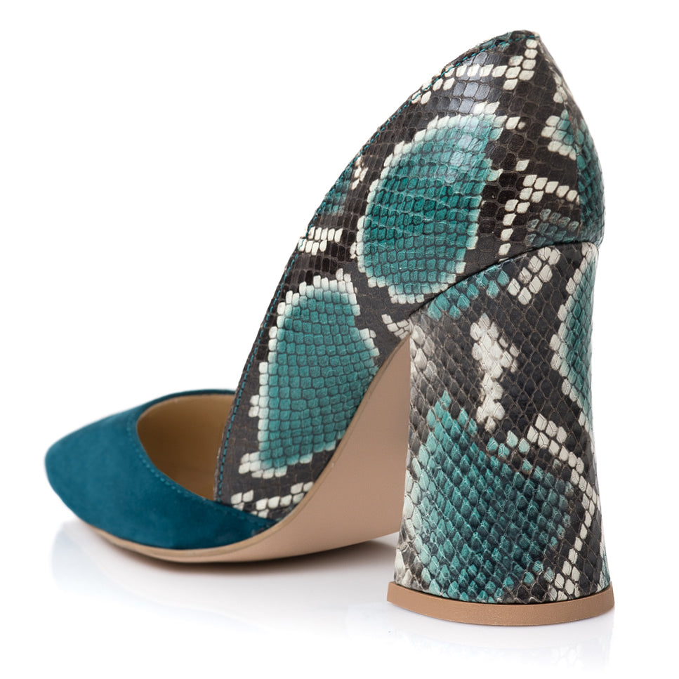 Pantofi Piele Turcoaz Imprimeu Sarpe E3 - orice culoare
