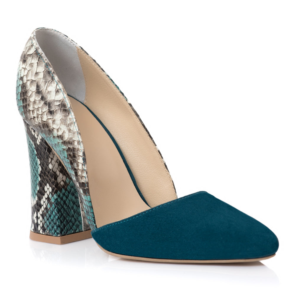 Pantofi Piele Turcoaz Imprimeu Sarpe E3 - orice culoare
