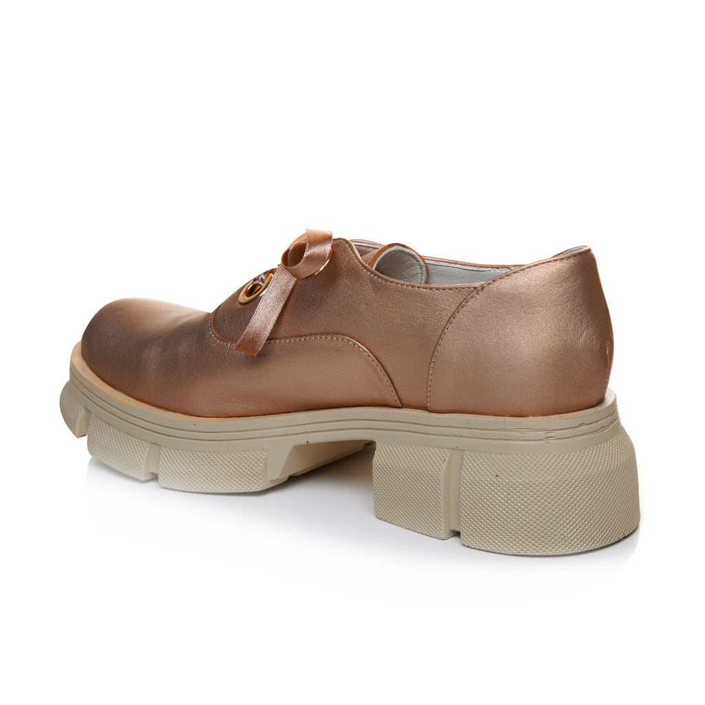 Pantofi Tip Oxford Talpa Inalta Piele Auriu C101 - Orice Culoare