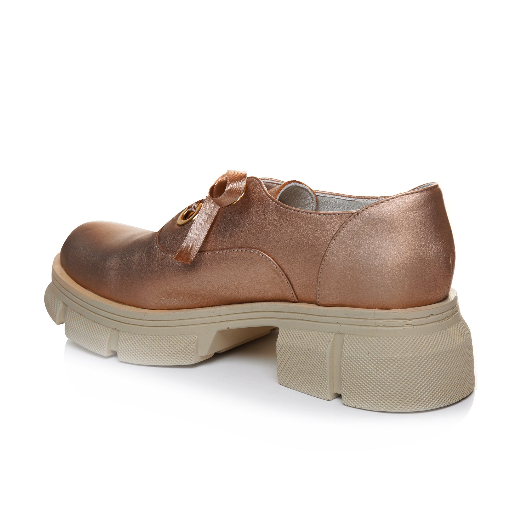 Pantofi Tip Oxford Talpa Inalta Piele Auriu C101 - Orice Culoare