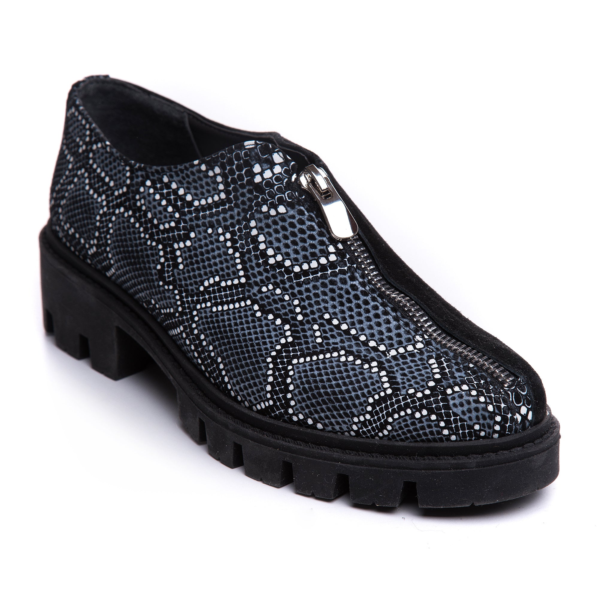 Pantofi Talpa Joasa Piele Imprimeu Sarpe Zipper V29 - orice culoare