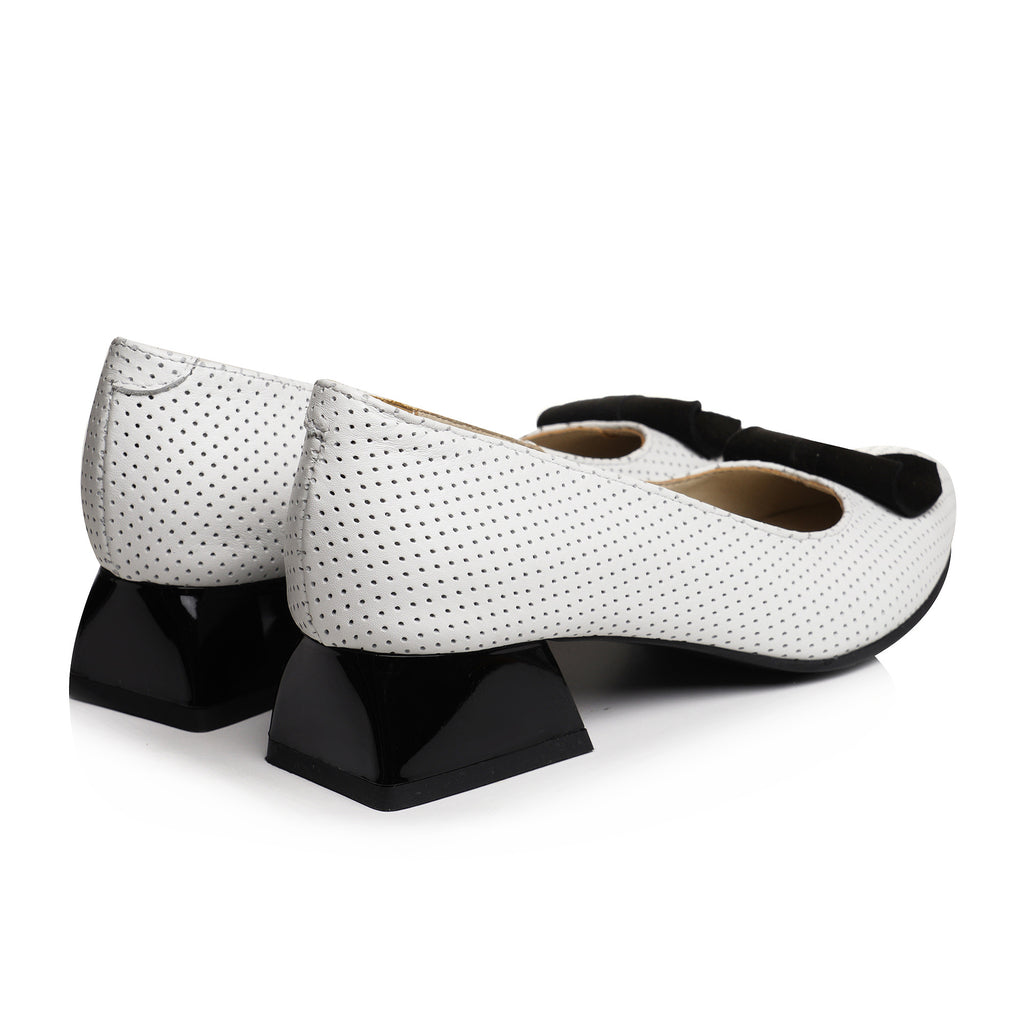 Pantofi Toc Mic Comod Piele Perforata V21 - orice culoare