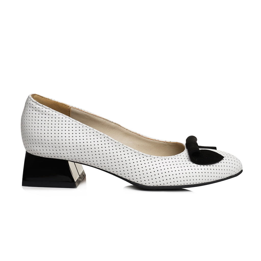 Pantofi Toc Mic Comod Piele Perforata V21 - orice culoare
