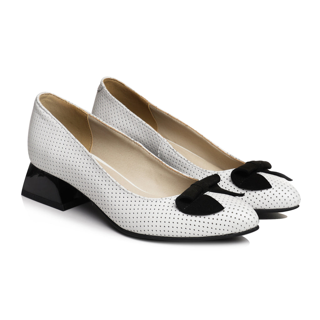 Pantofi Toc Mic Comod Piele Perforata V21 - orice culoare