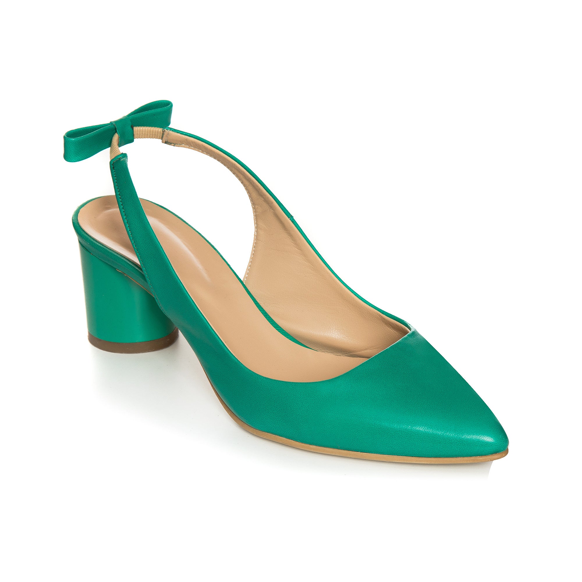 Pantofi Decupati Piele Verde Toc Rotund C56  - orice culoare