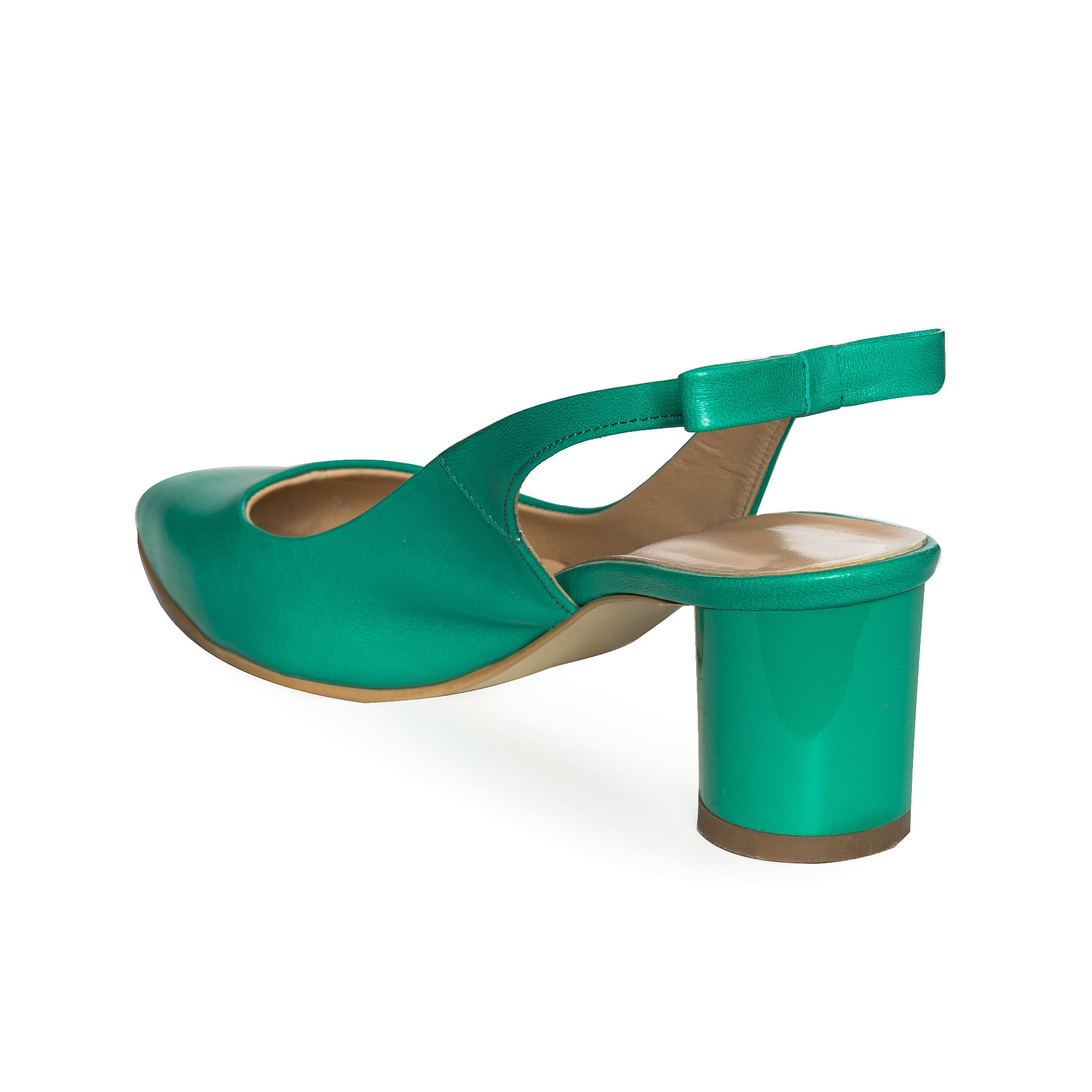 Pantofi Decupati Piele Verde Toc Rotund C56  - orice culoare