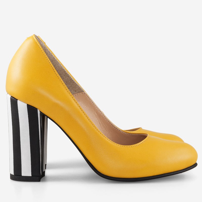 Pantofi Dama Piele Galben Stripes Fabiola D12 - orice culoare