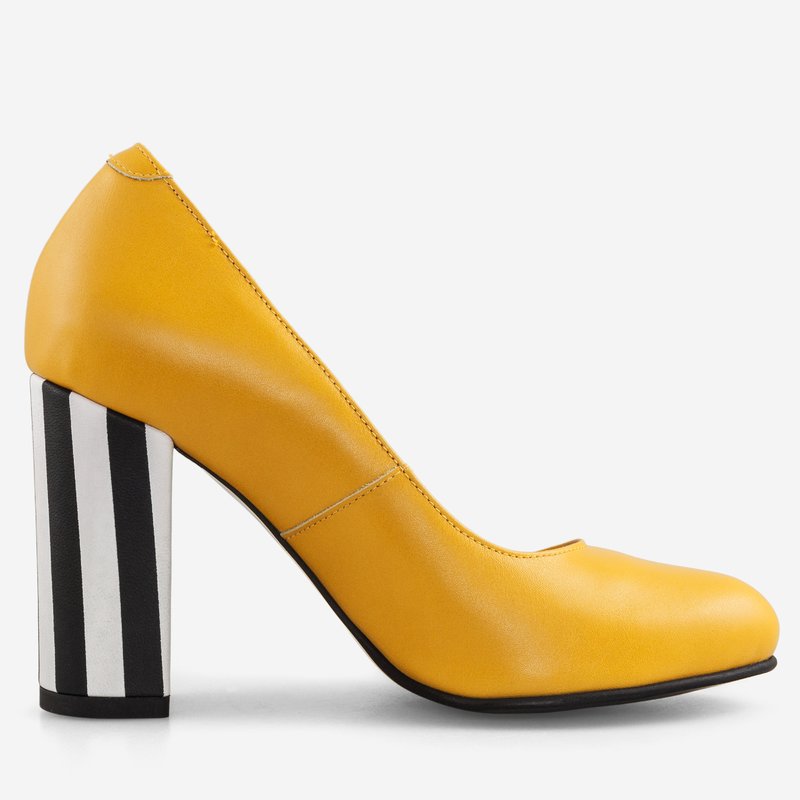 Pantofi Dama Piele Galben Stripes Fabiola D12 - orice culoare