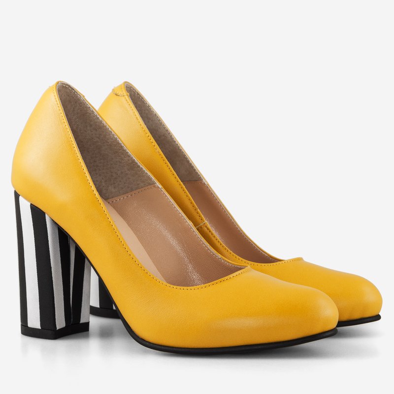 Pantofi Dama Piele Galben Stripes Fabiola D12 - orice culoare