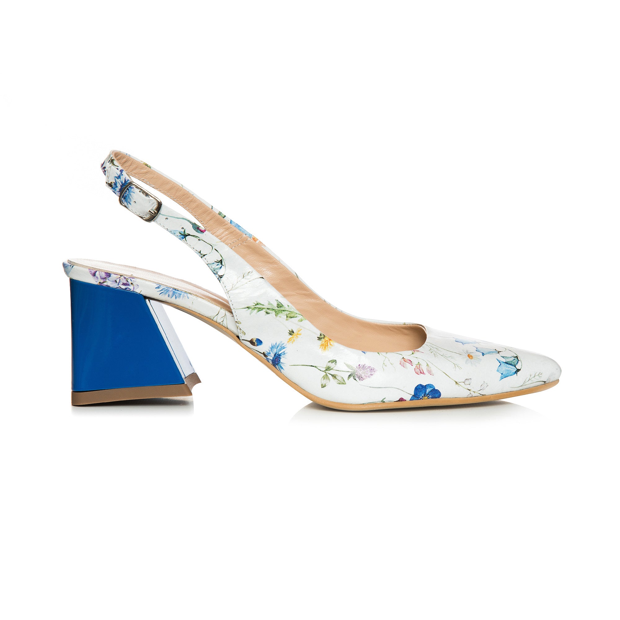 Pantofi Comod Piele Floral Albastru C54 - orice culoare