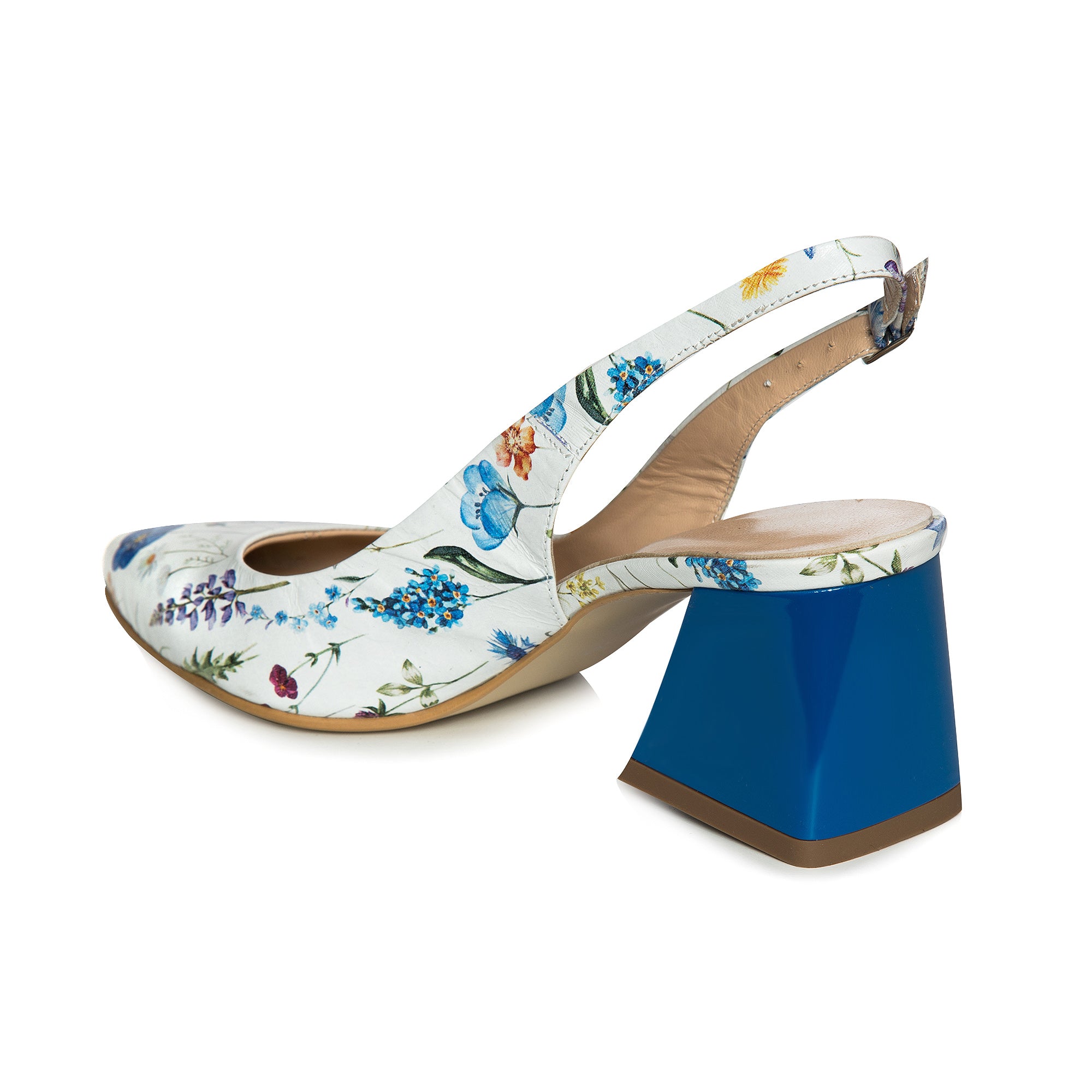 Pantofi Comod Piele Floral Albastru C54 - orice culoare
