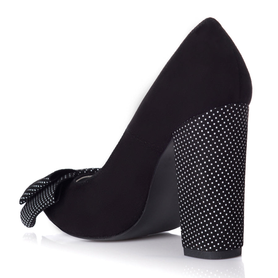 Pantofi Piele Negru Buline Fundita Dubla L24 - orice culoare