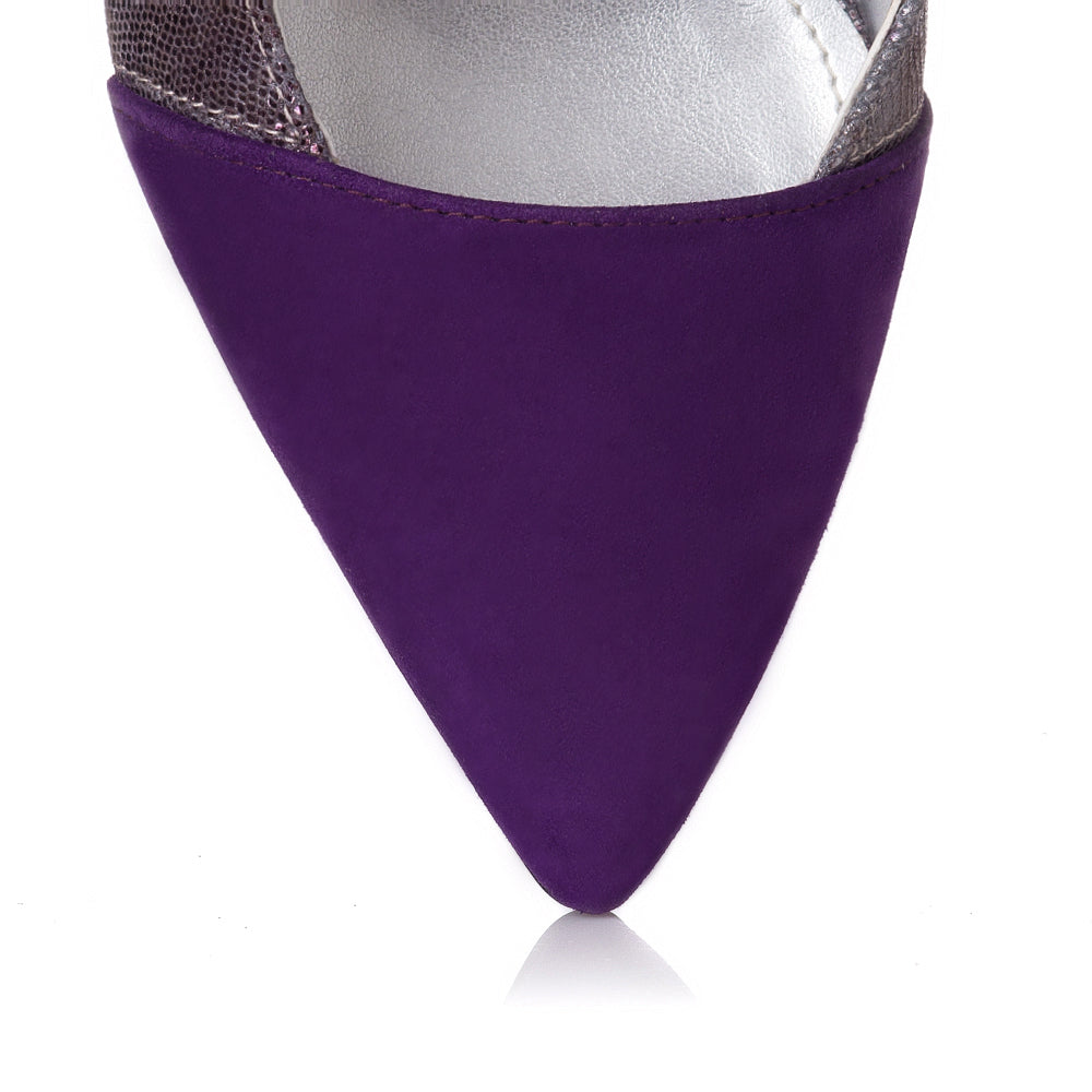 Pantofi Piele Mov/Argintiu Raisa L25 - orice culoare