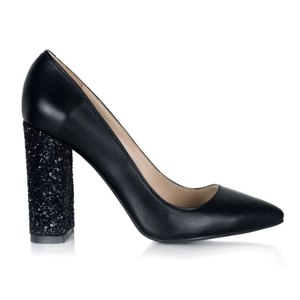 Pantofi Piele Fucsia Toc Glitter L26 - orice culoare