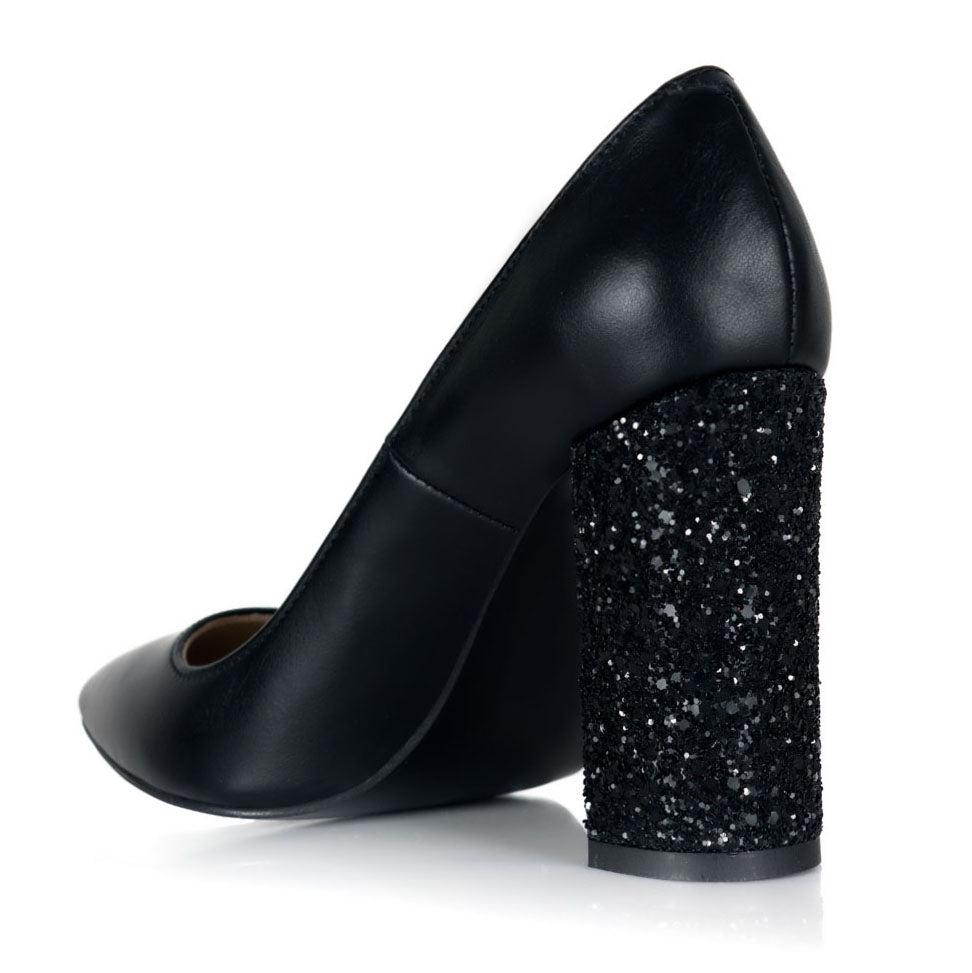 Pantofi Piele Fucsia Toc Glitter L26 - orice culoare