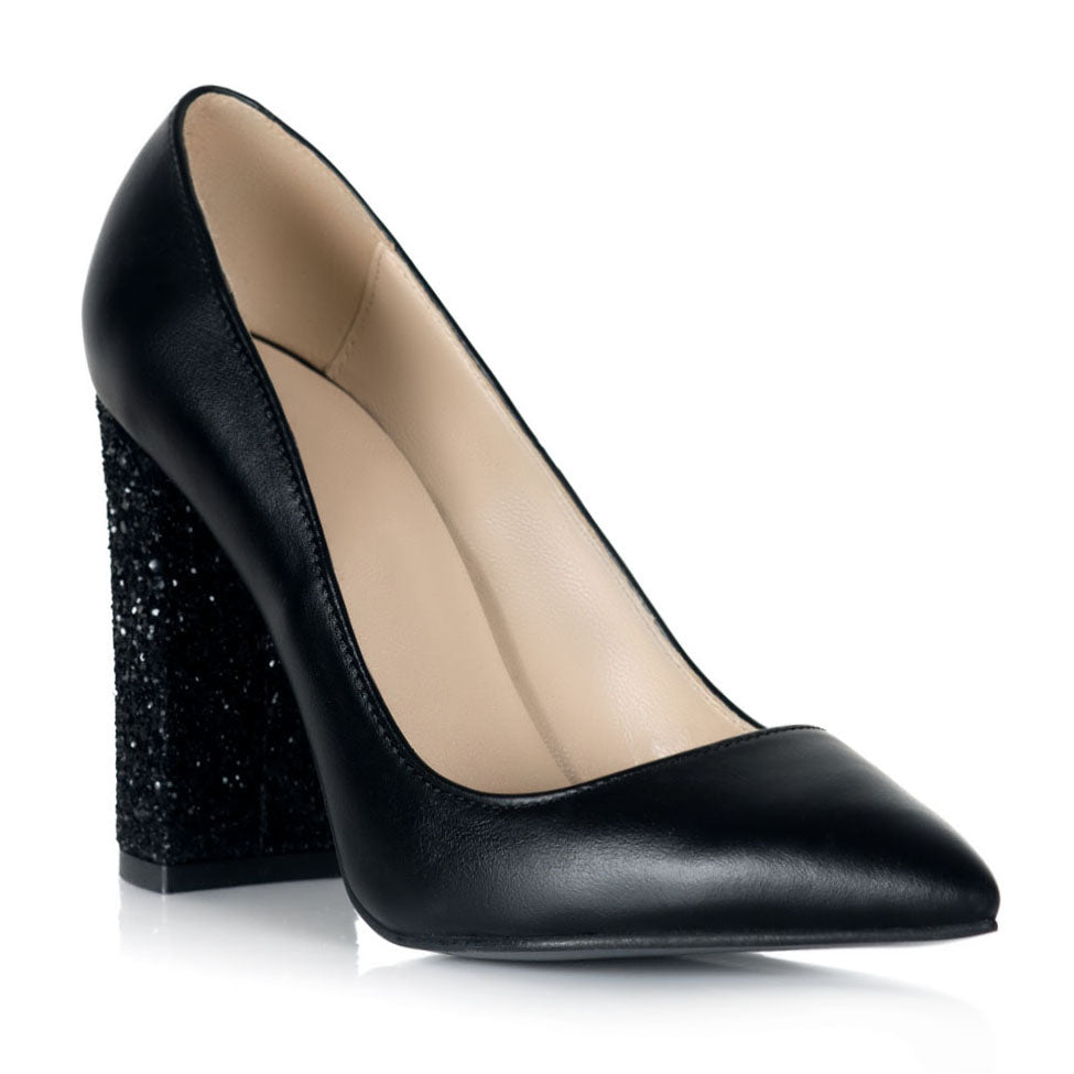 Pantofi Piele Fucsia Toc Glitter L26 - orice culoare