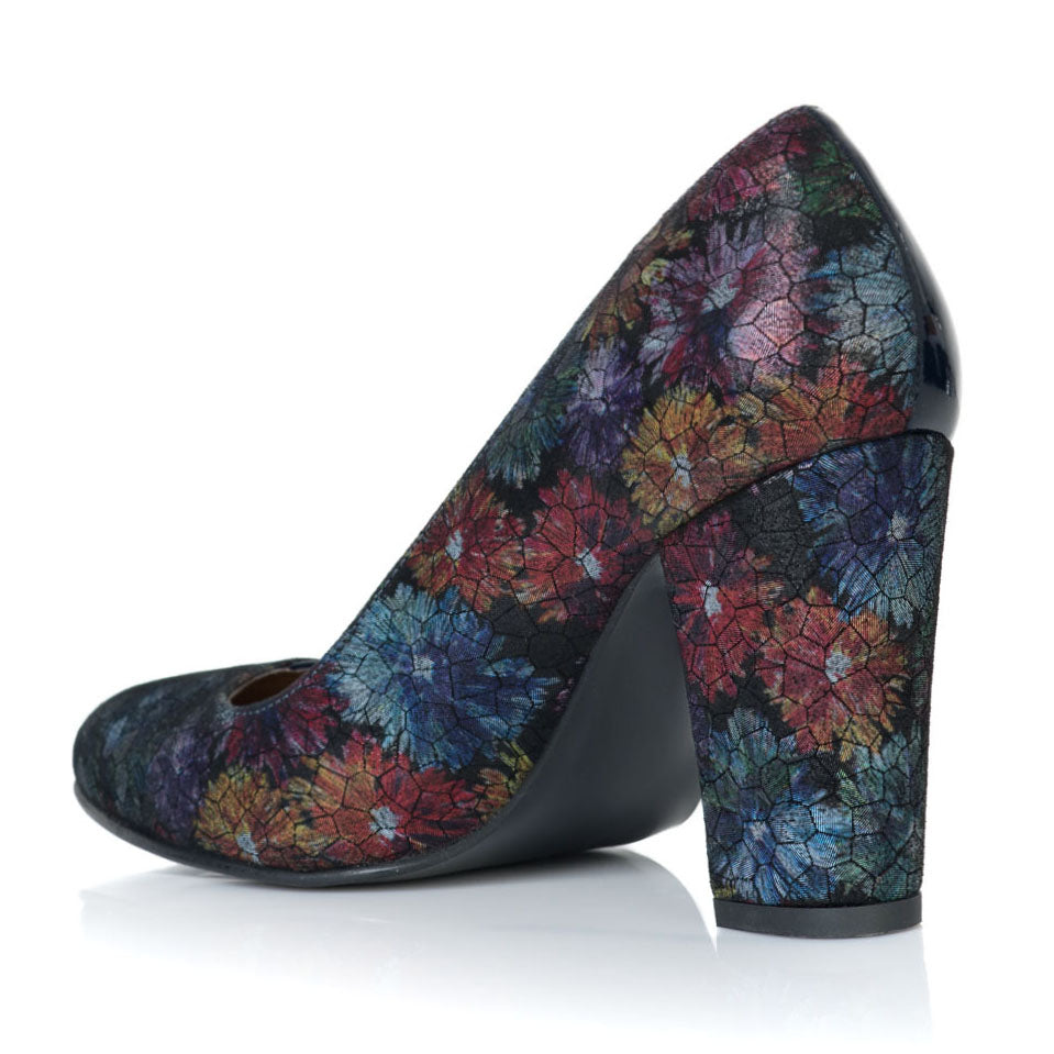 Pantofi Lac Bleumarin Floral Isabel T30- orice culoare