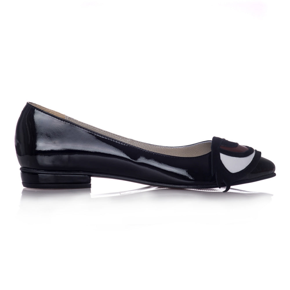 Balerini Piele Lacuita Negru Gato - orice culoare