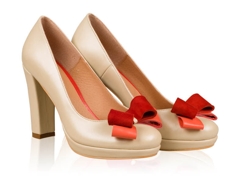 Pantofi mireasa N13 cu fundita rosie - orice culoare