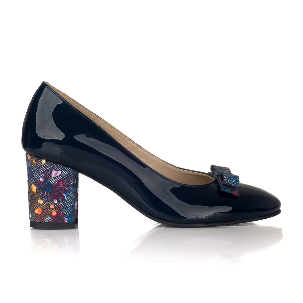 Pantofi Piele Comod Bleumarin/Multicolor V41 - orice culoare