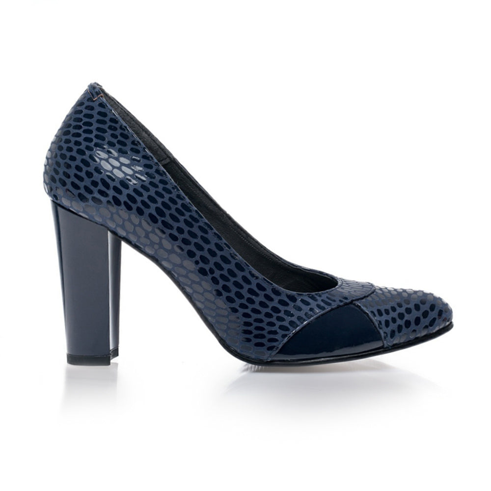 Pantofi dama piele bleumarin imprimeu V22 - orice culoare