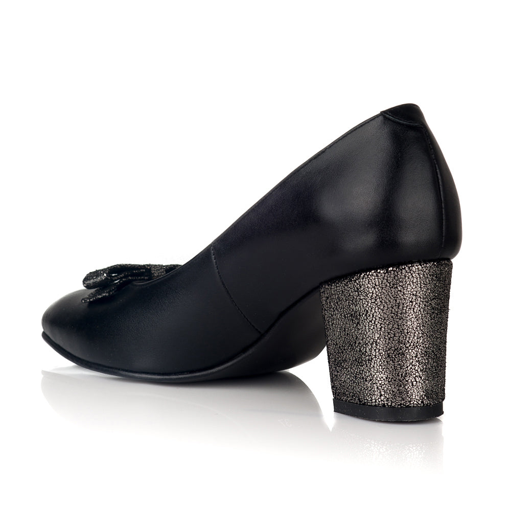Pantofi Piele Comod Negru/Argintiu V41 - orice culoare